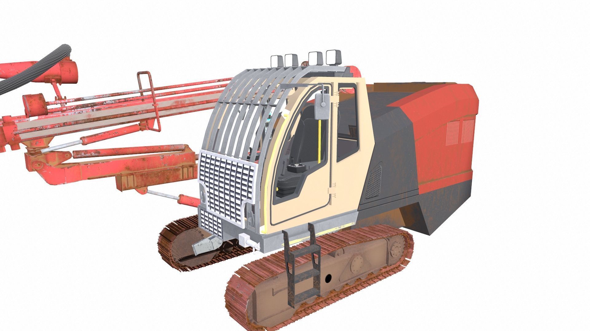 Drill Machine Low-poly 3D model_9