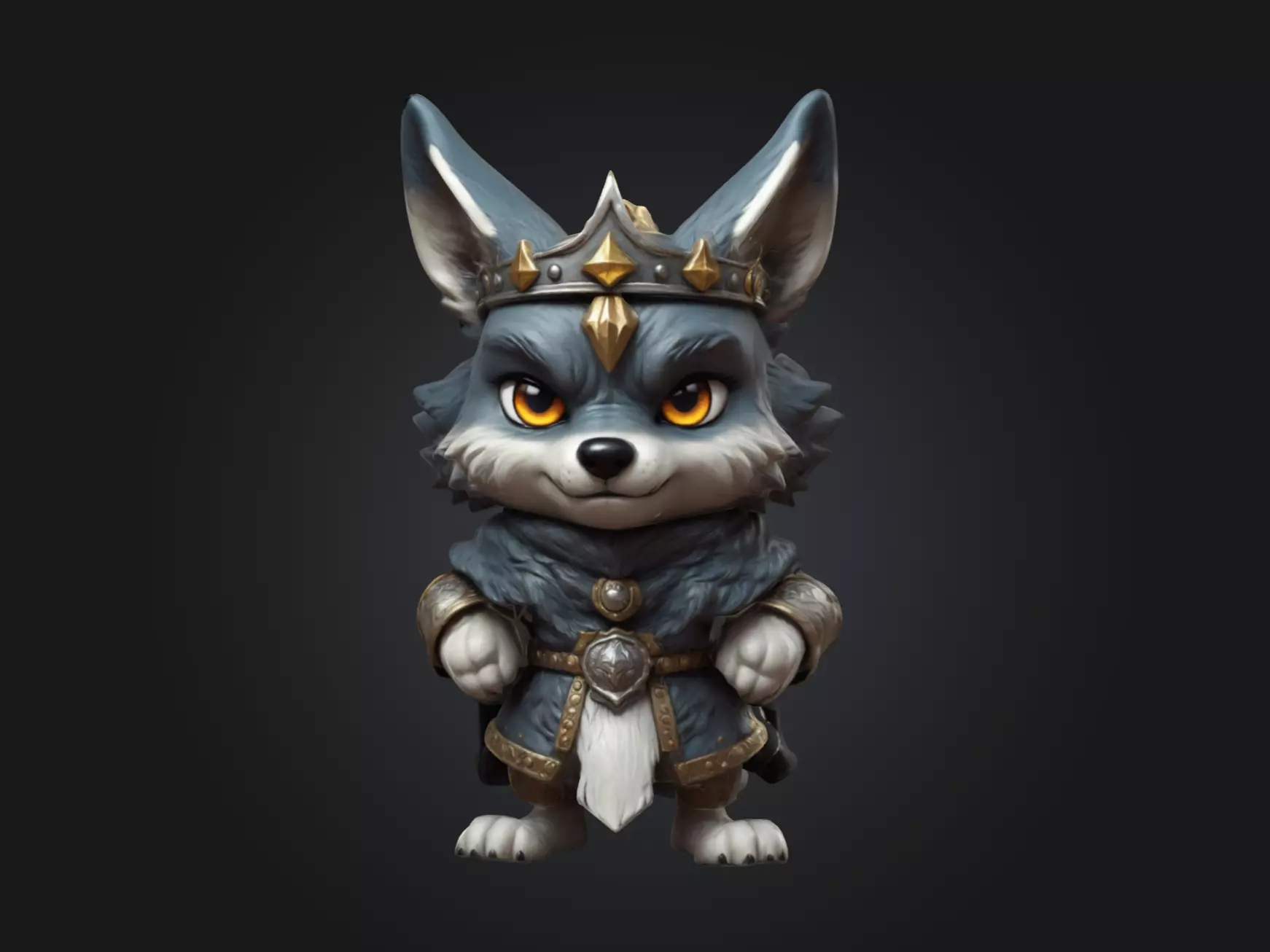 A Chibi Style Wolf King 3D Model Features Low-poly 3D model