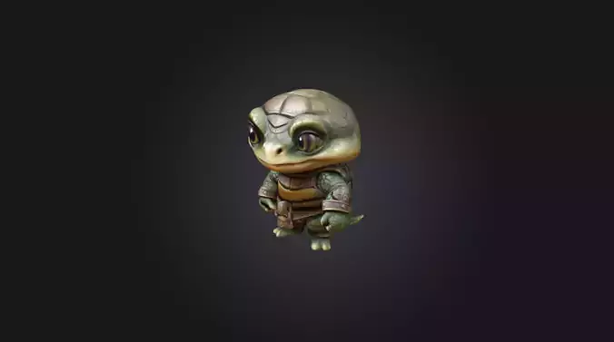A Chibi Style Turtle 3D Model Features Low-poly 3D model