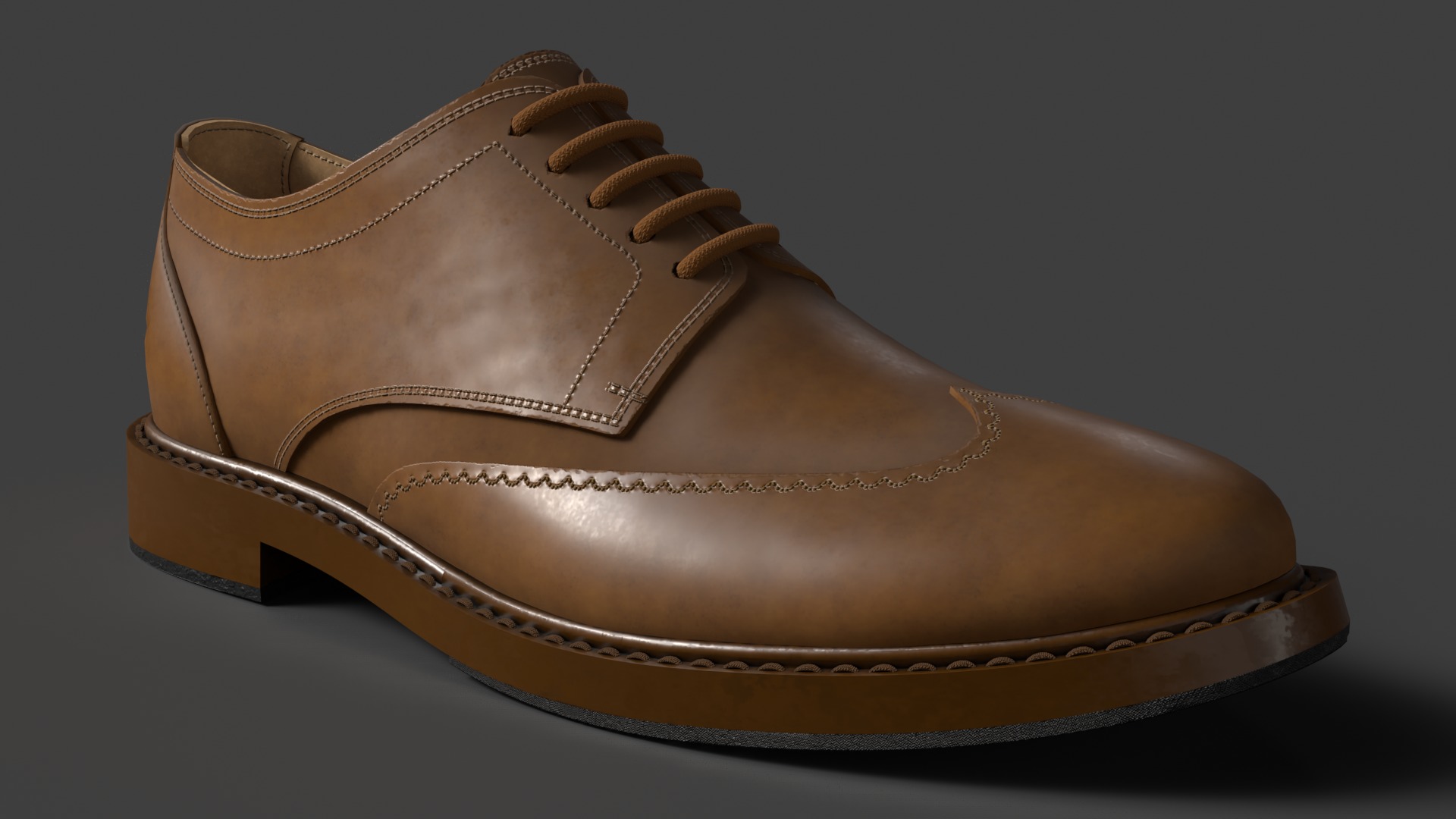 Oxford Shoe Low-poly 3D model_4
