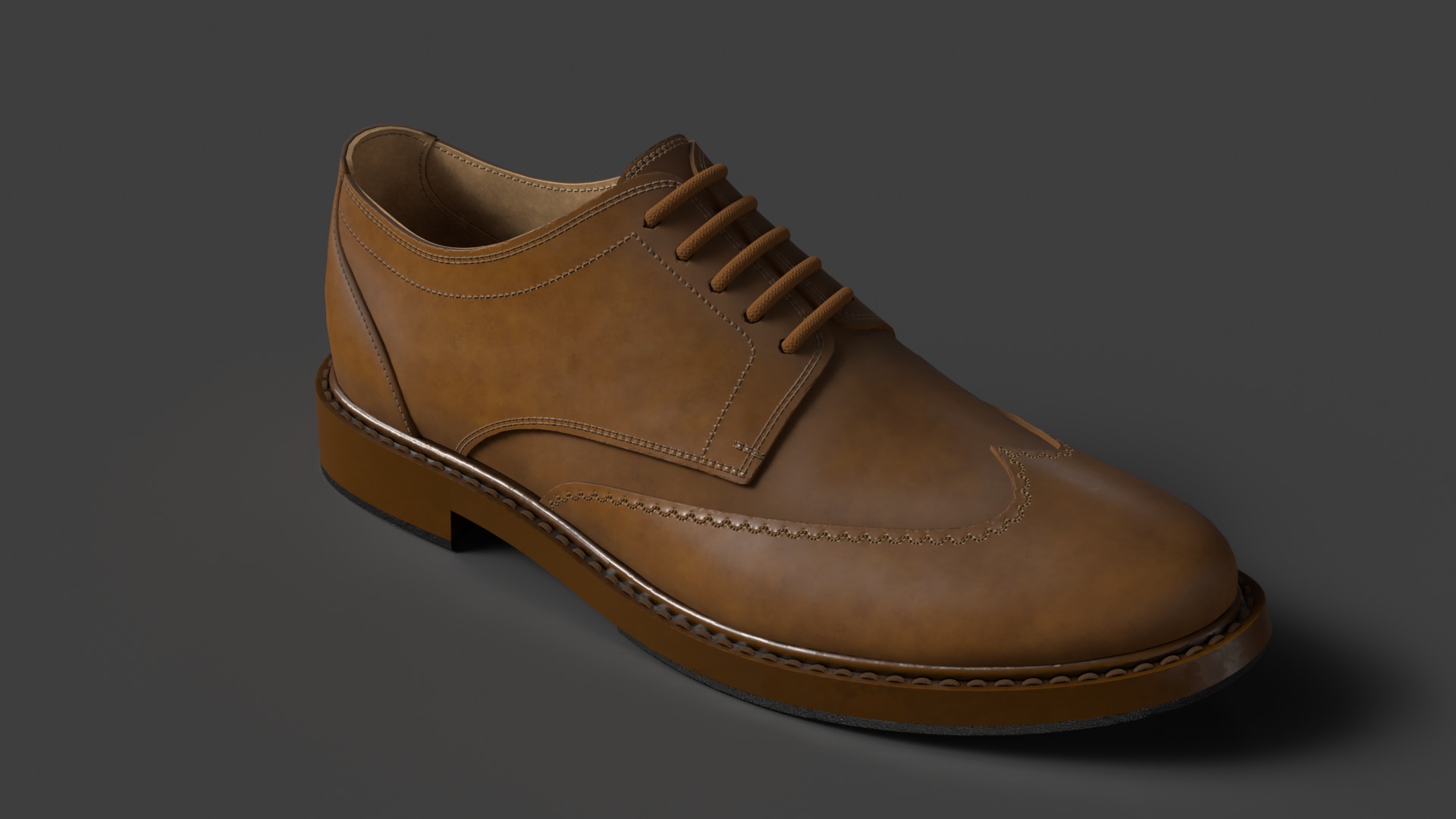 Oxford Shoe Low-poly 3D model_1