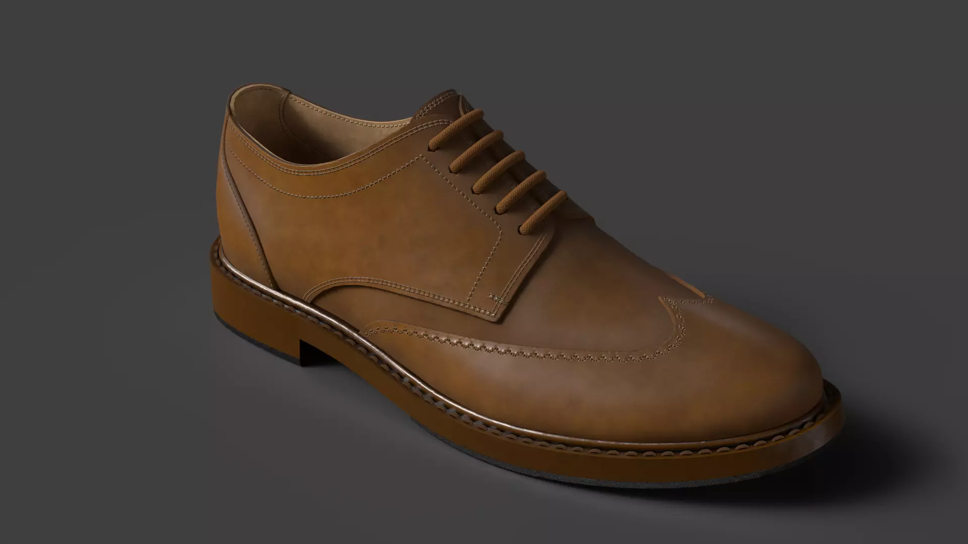 Oxford Shoe Low-poly 3D model_0