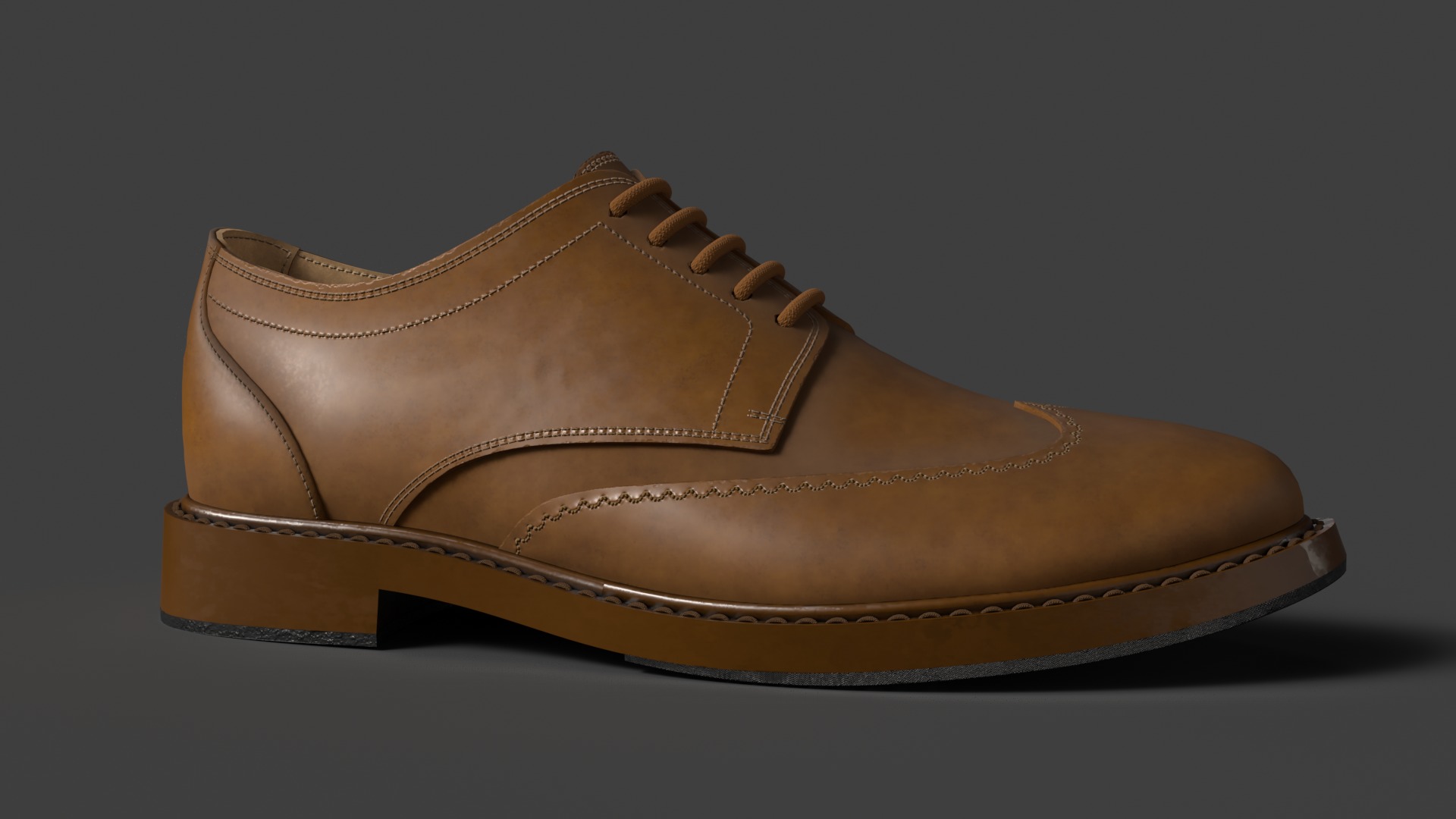 Oxford Shoe Low-poly 3D model_7
