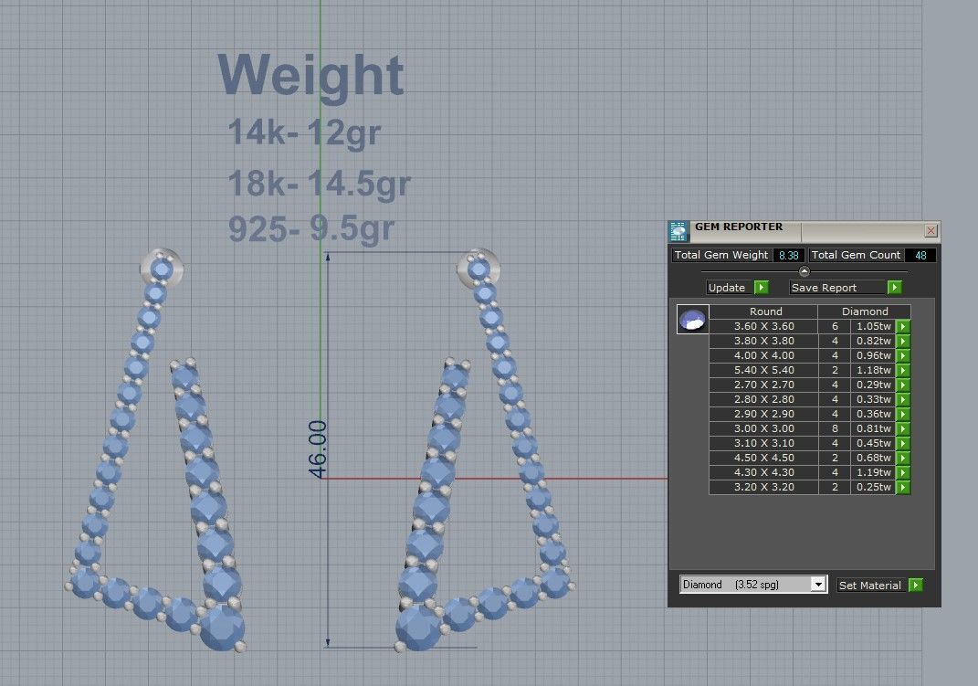 Triangle Earrings 3D print model_3