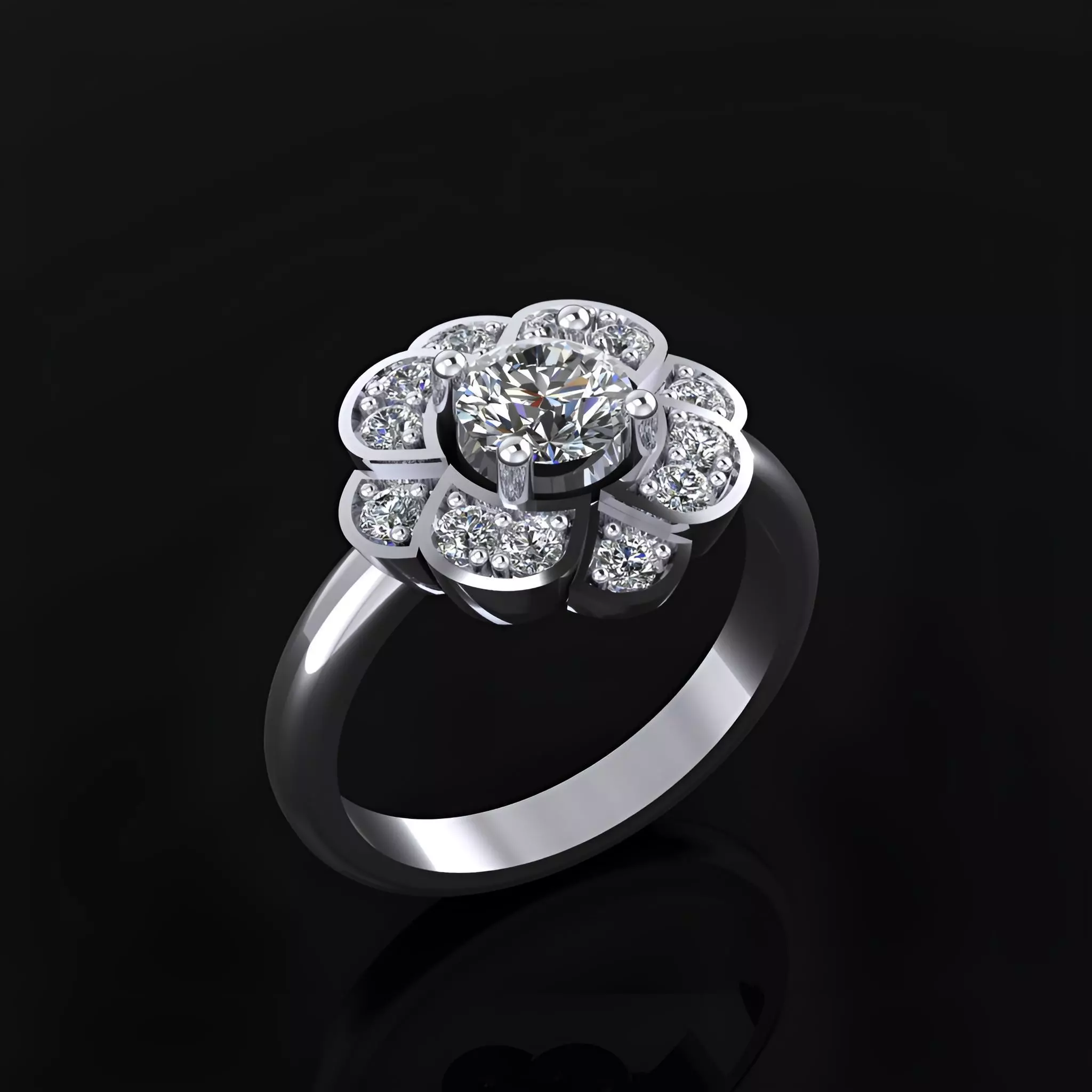 Flower Ring 3D print model_0