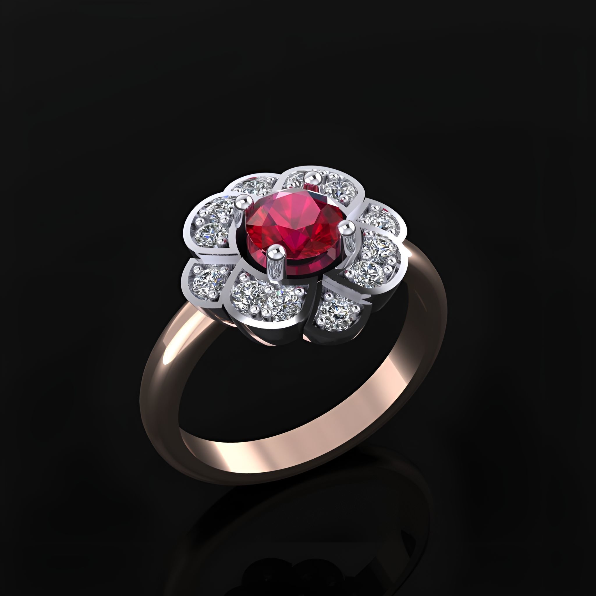 Flower Ring 3D print model_4