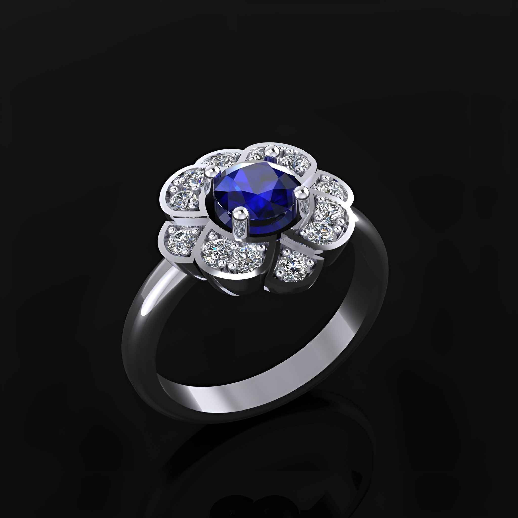 Flower Ring 3D print model_3