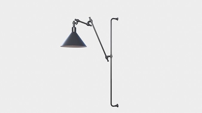 Black Wall Lamp Low-poly 3D model