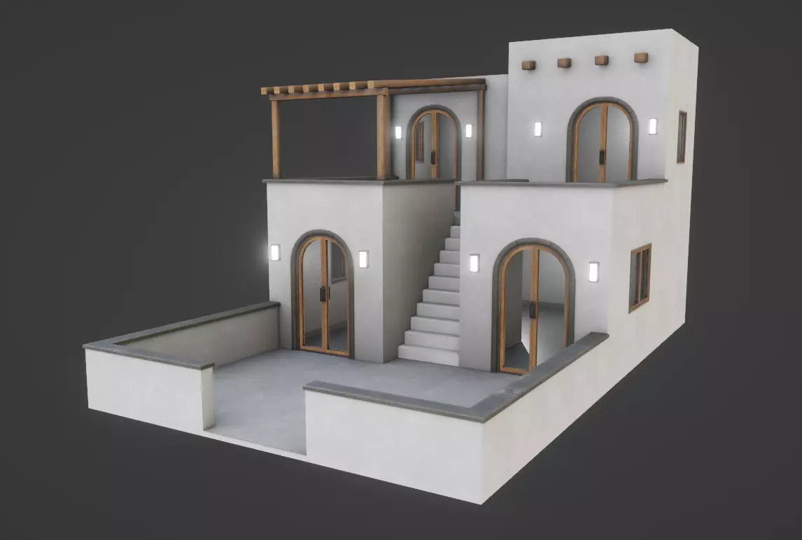House B01 Low-poly 3D model_0