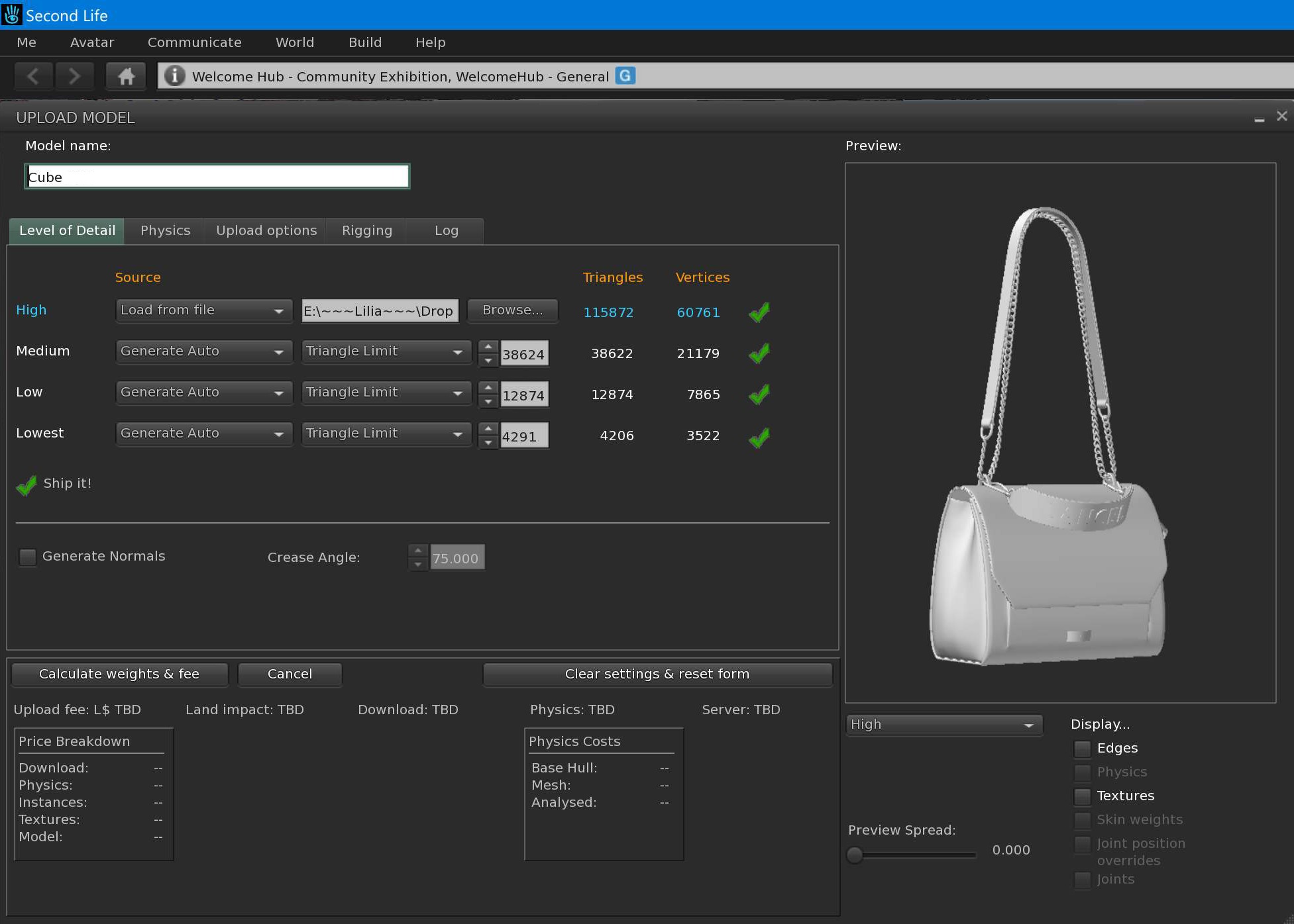 NINON DE LANCEL Camel luxury leather bag  Low-poly 3D model_6