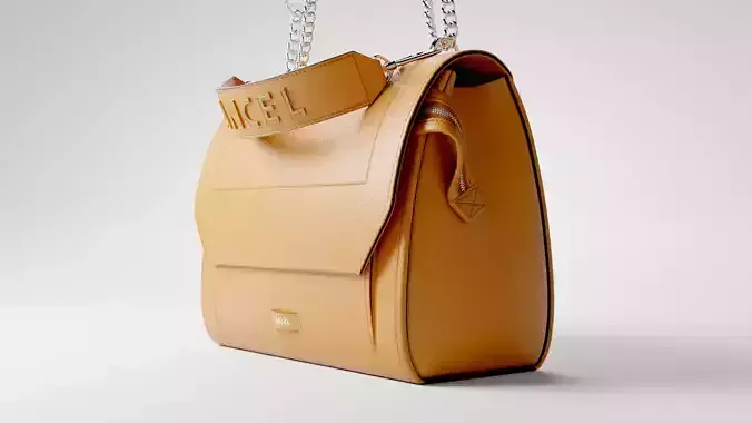 NINON DE LANCEL Camel luxury leather bag  Low-poly 3D model