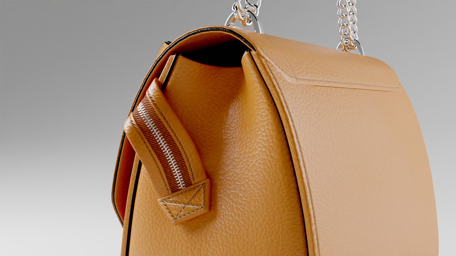 NINON DE LANCEL Camel luxury leather bag  Low-poly 3D model_5