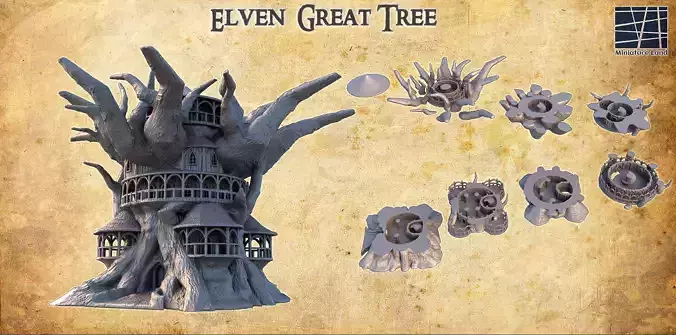 Elven Great Tree Tabletop Terrain 28 MM