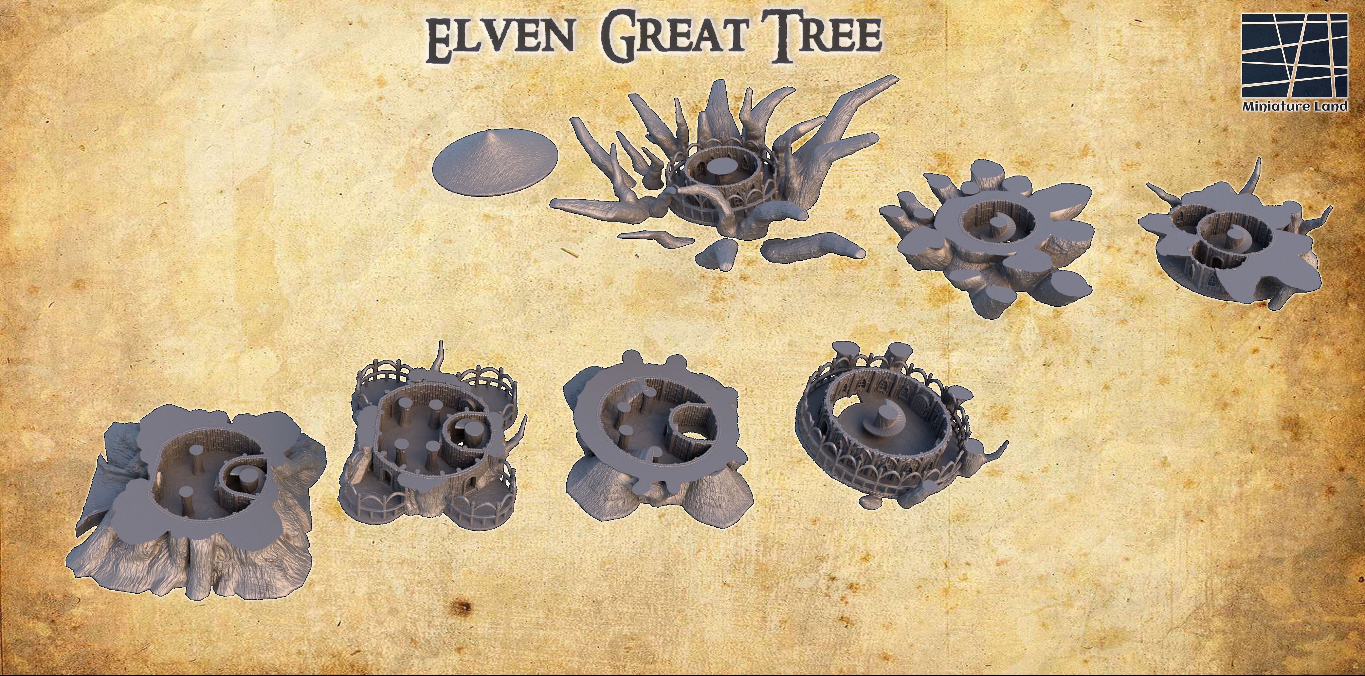Elven Great Tree Tabletop Terrain 28 MM 3D print model_3