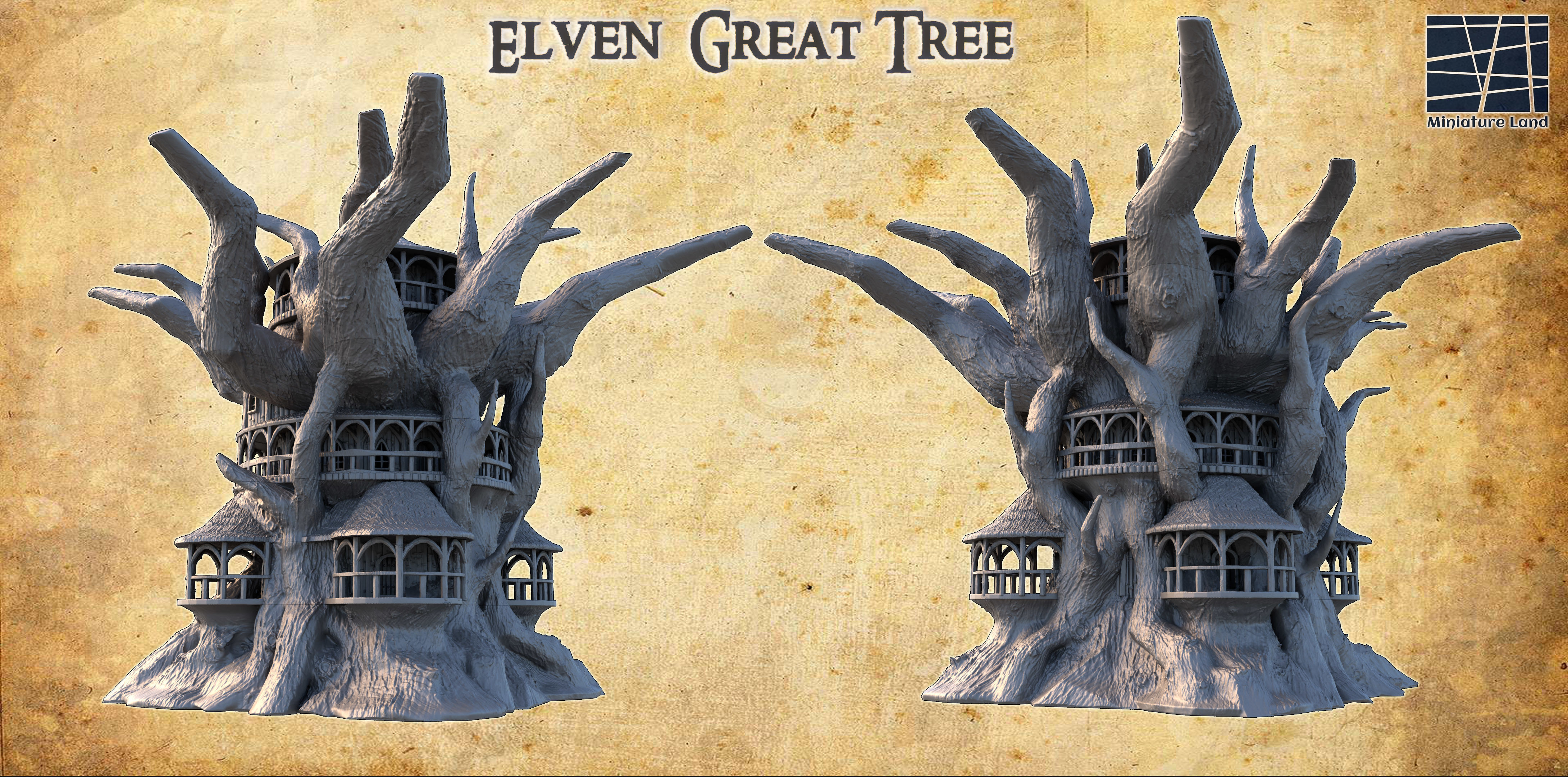 Elven Great Tree Tabletop Terrain 28 MM 3D print model_2