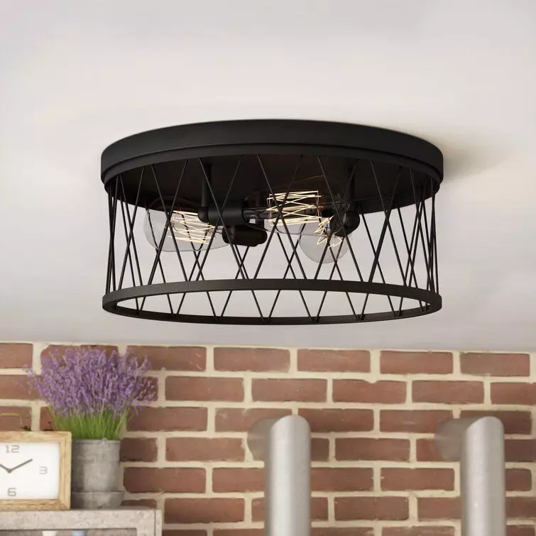 Sidney Light Caged Drum Flush Mount 3D model_0
