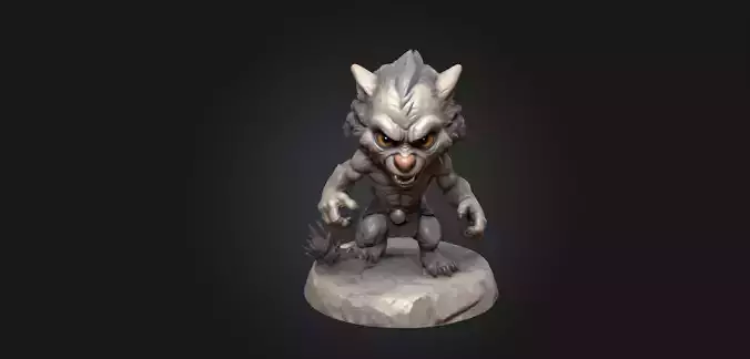 A Chibi Style Werewolf 3D Model Features
