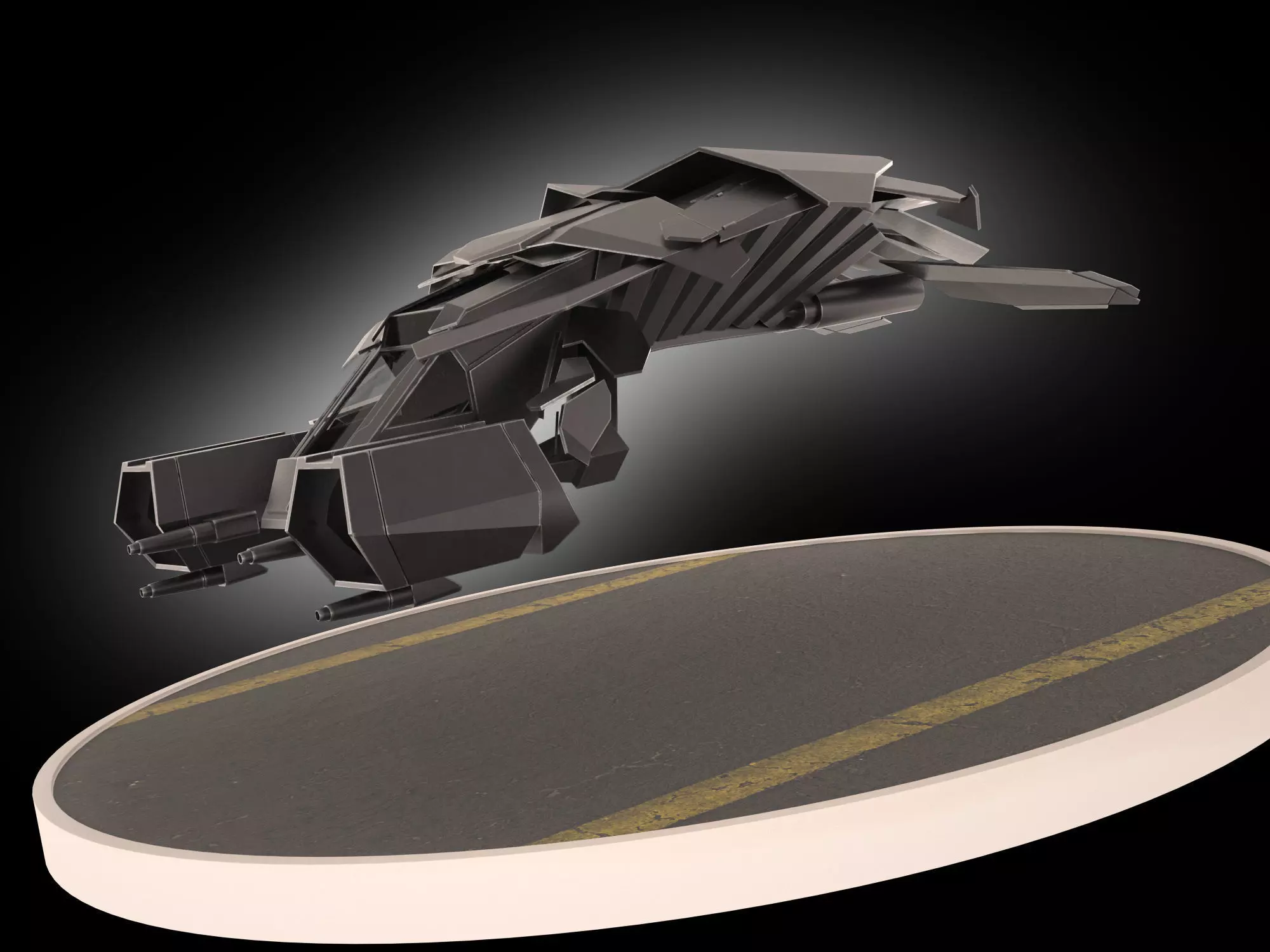 Batwing Futuristic Stealth Aircraft Low-poly 3D model