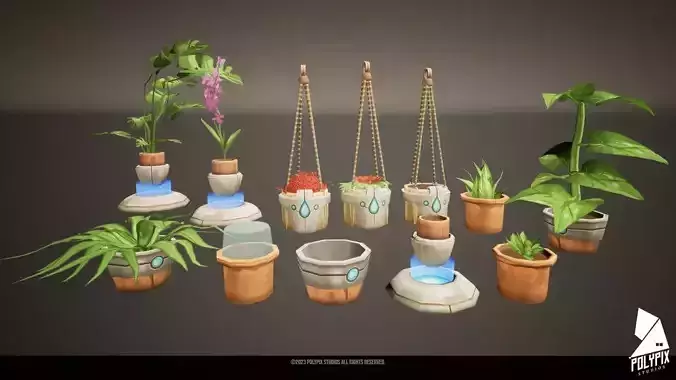 Stylized Solar Punk Pots