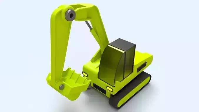 Cartoon Digger Excavator - Rigged and Animated