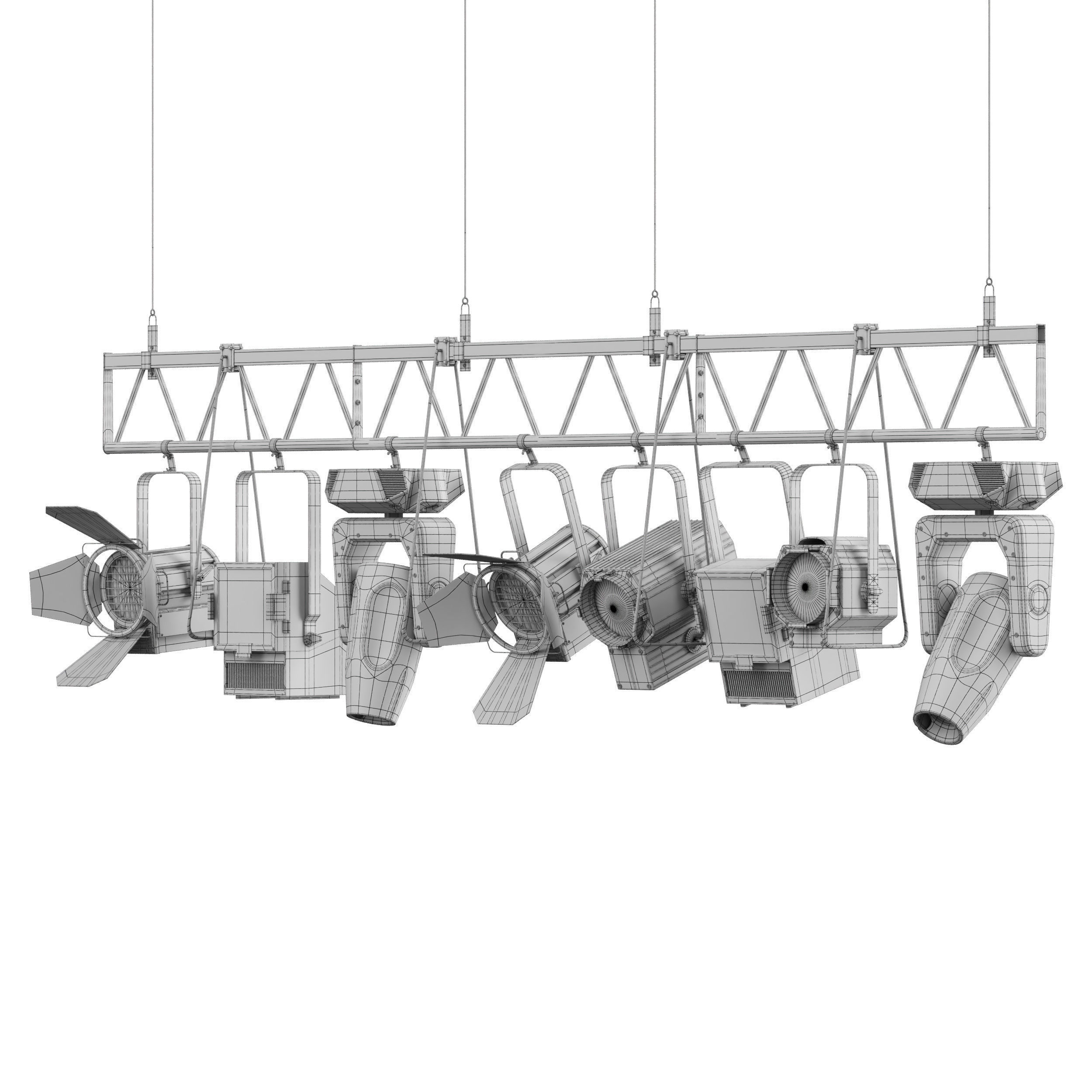 Soft theater farm with lighting equipment Low-poly 3D model_25