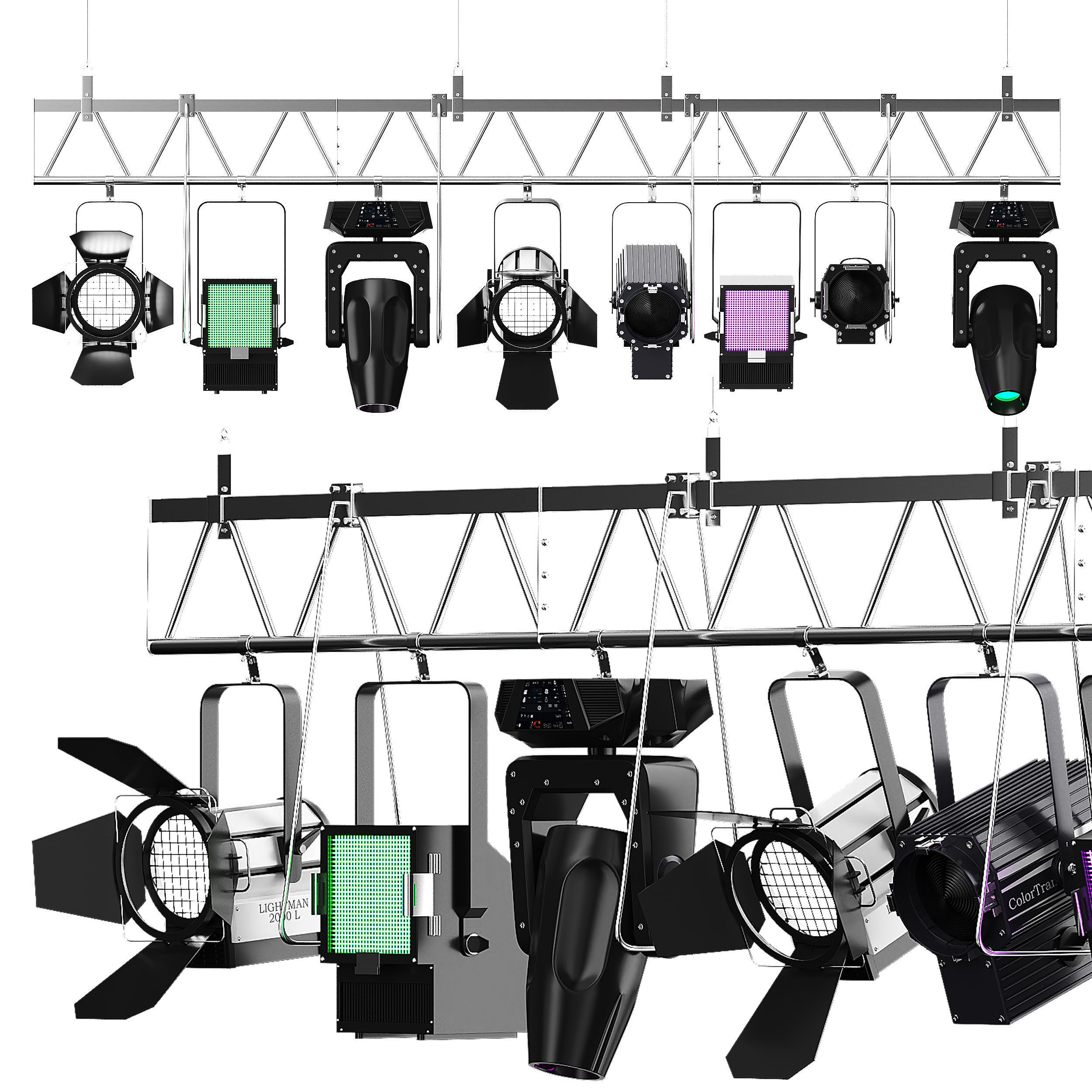 Soft theater farm with lighting equipment Low-poly 3D model_27