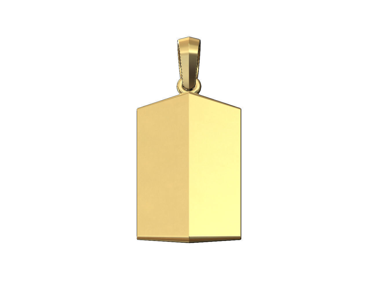 Faceted conical marquise dogtag pendant with bail 3D print model_2