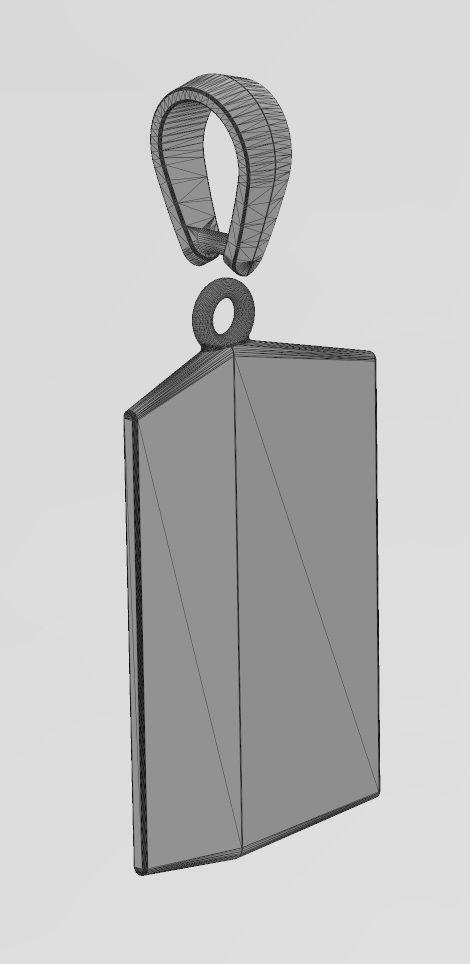Faceted conical marquise dogtag pendant with bail 3D print model_17