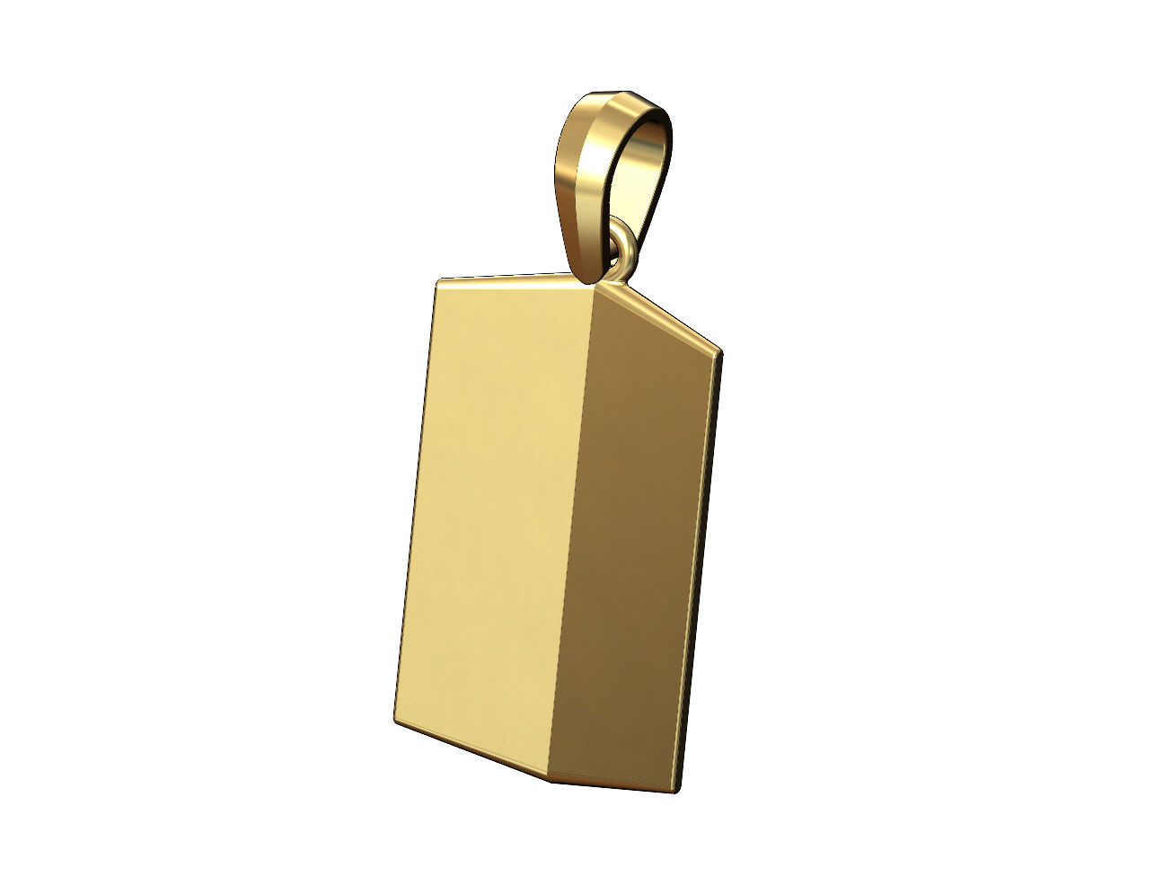 Faceted conical marquise dogtag pendant with bail 3D print model_4