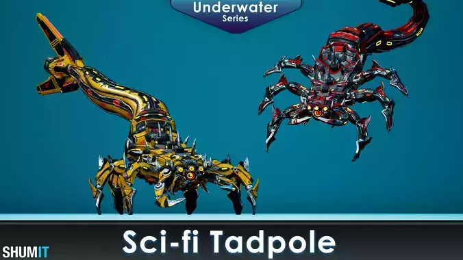 Sci-Fi Tadpole Low-poly 3D model