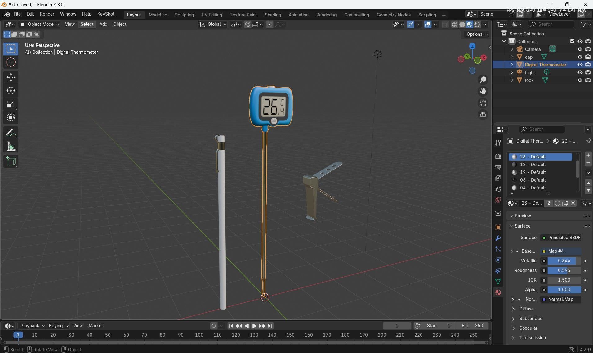 Digital Candy Thermometer  Low-poly 3D model_20