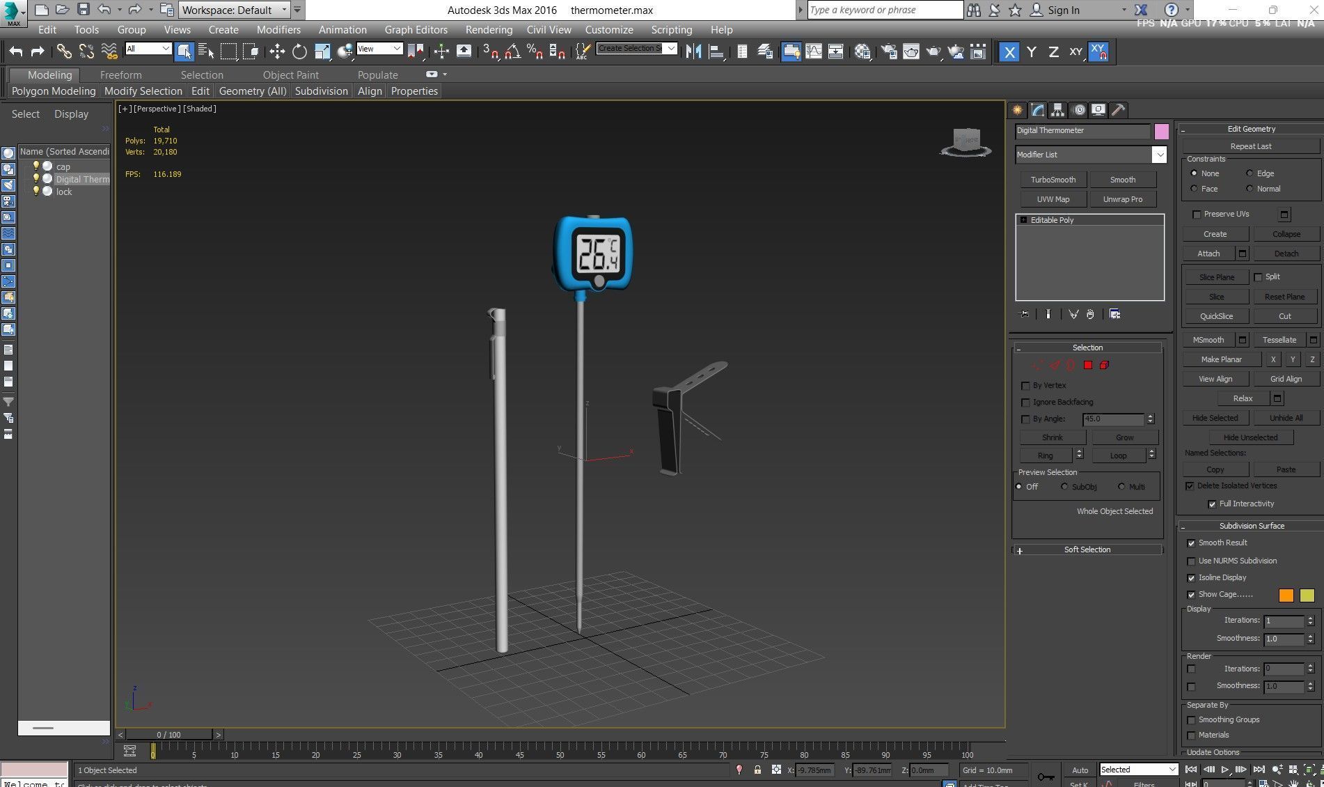 Digital Candy Thermometer  Low-poly 3D model_23