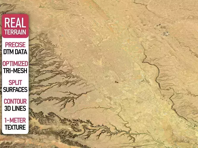 Riyadh - Topography Terrain Low-poly 3D model