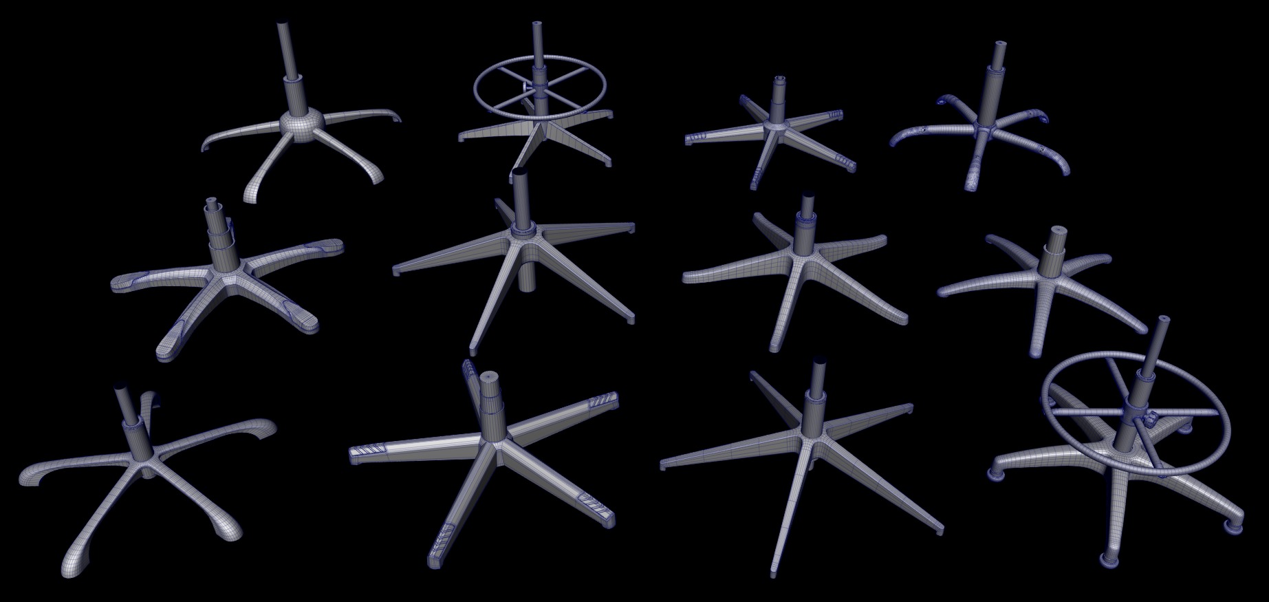 Chair Bases Collection Low-poly 3D model_11