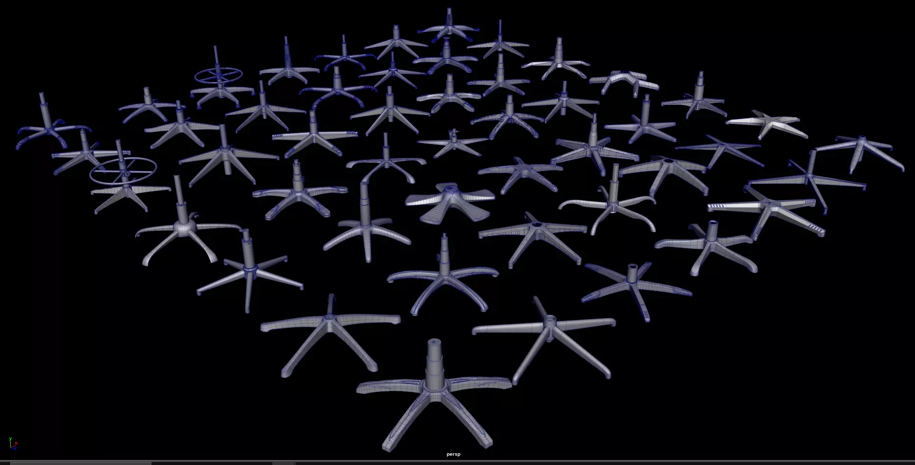 Chair Bases Collection Low-poly 3D model_0