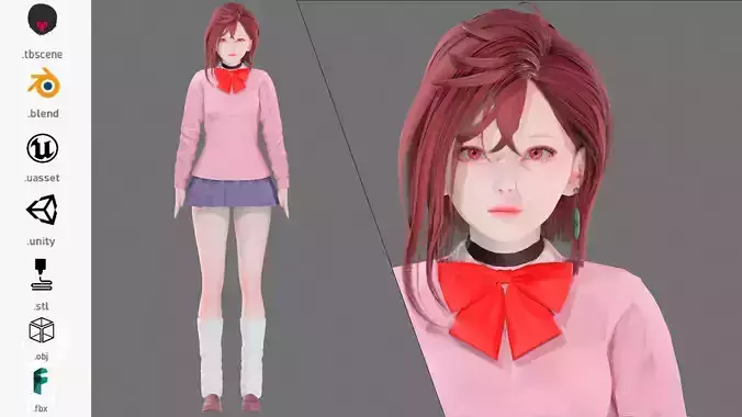 Cosplay Momo Ayase - UE5 - Unity - Blender - Animated Low-poly 3D model