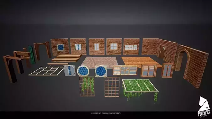 Stylized Solar Punk Modular Kits