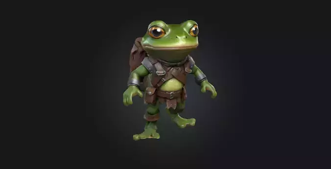 A Chibi Style Frog 3D Model Features Low-poly 3D model