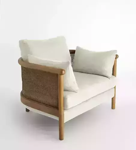 Sydney Cane Armchair Washed Linen Flax