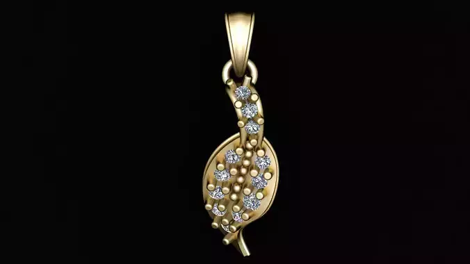 GOLDEN DIAMOND LEAF PENDENT 3D PRINTABLE MODEL 