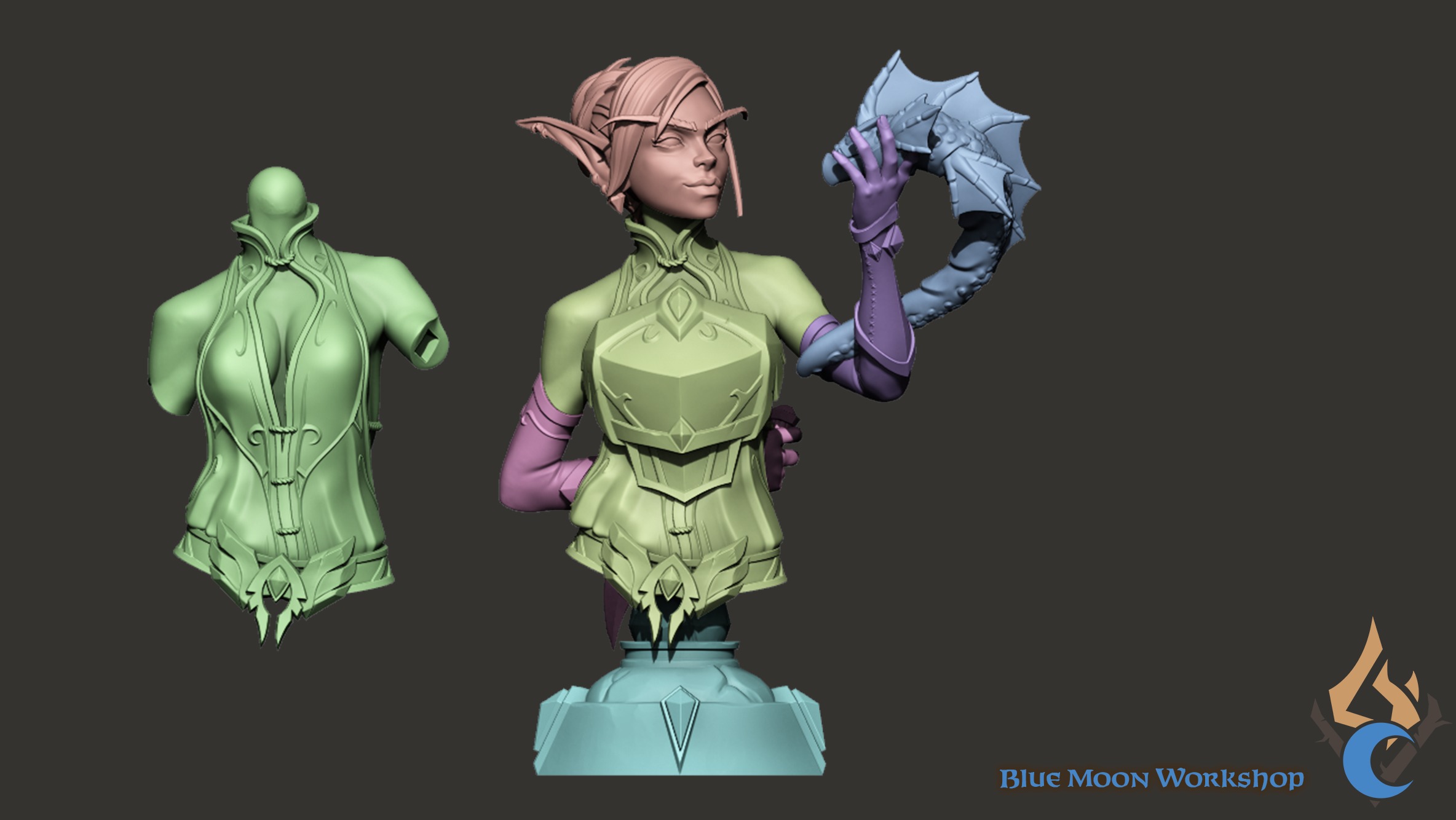 World of Warcraft Blood Elf bust - Complete pack 3D print model_6