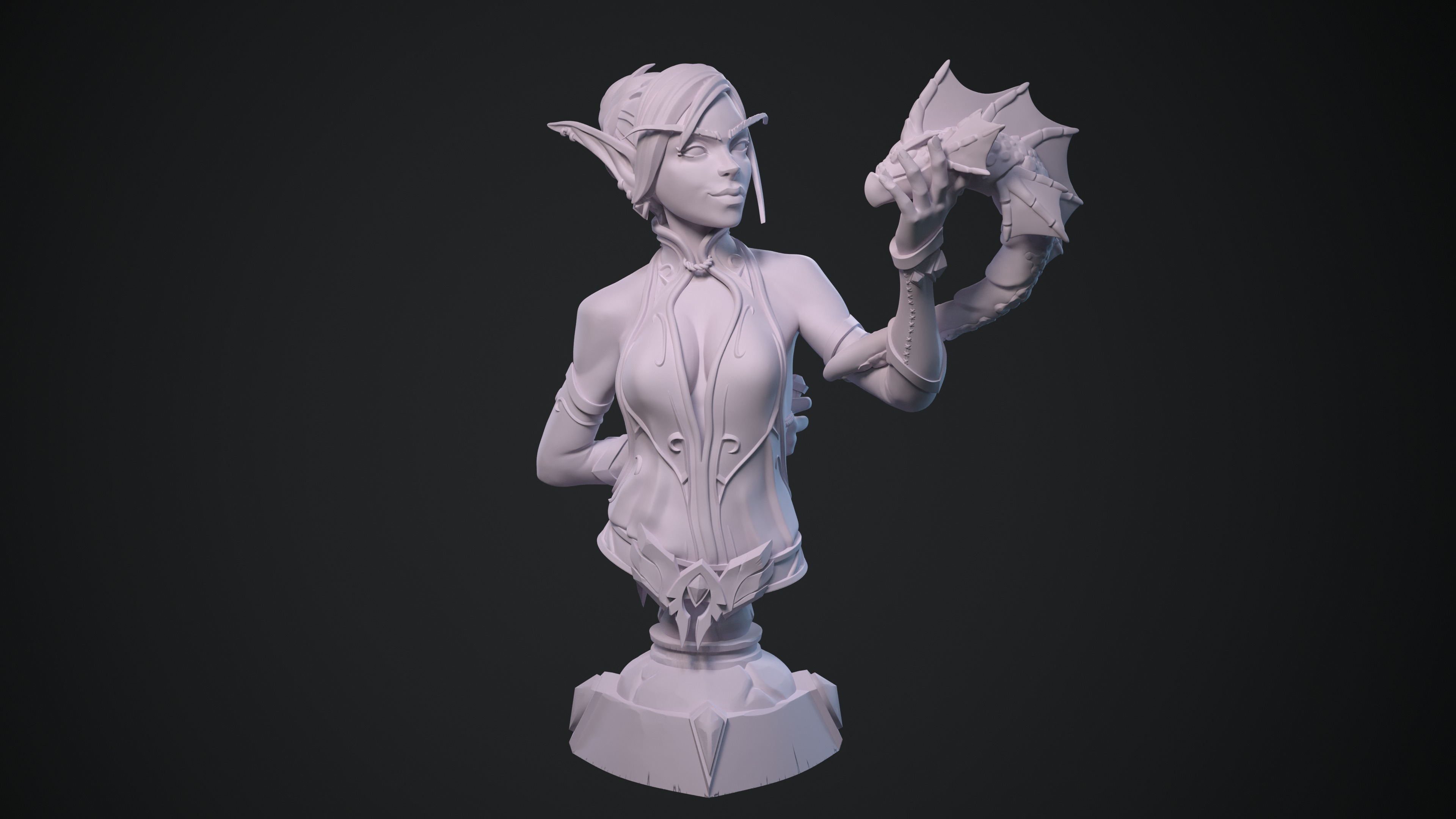 World of Warcraft Blood Elf bust - Complete pack 3D print model_2