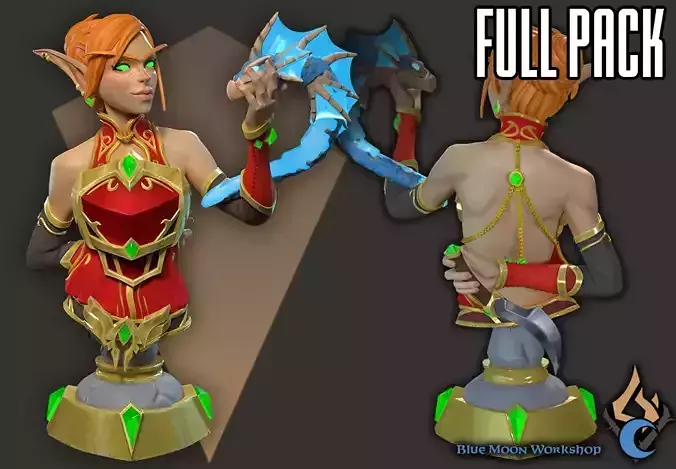 World of Warcraft Blood Elf bust - Complete pack