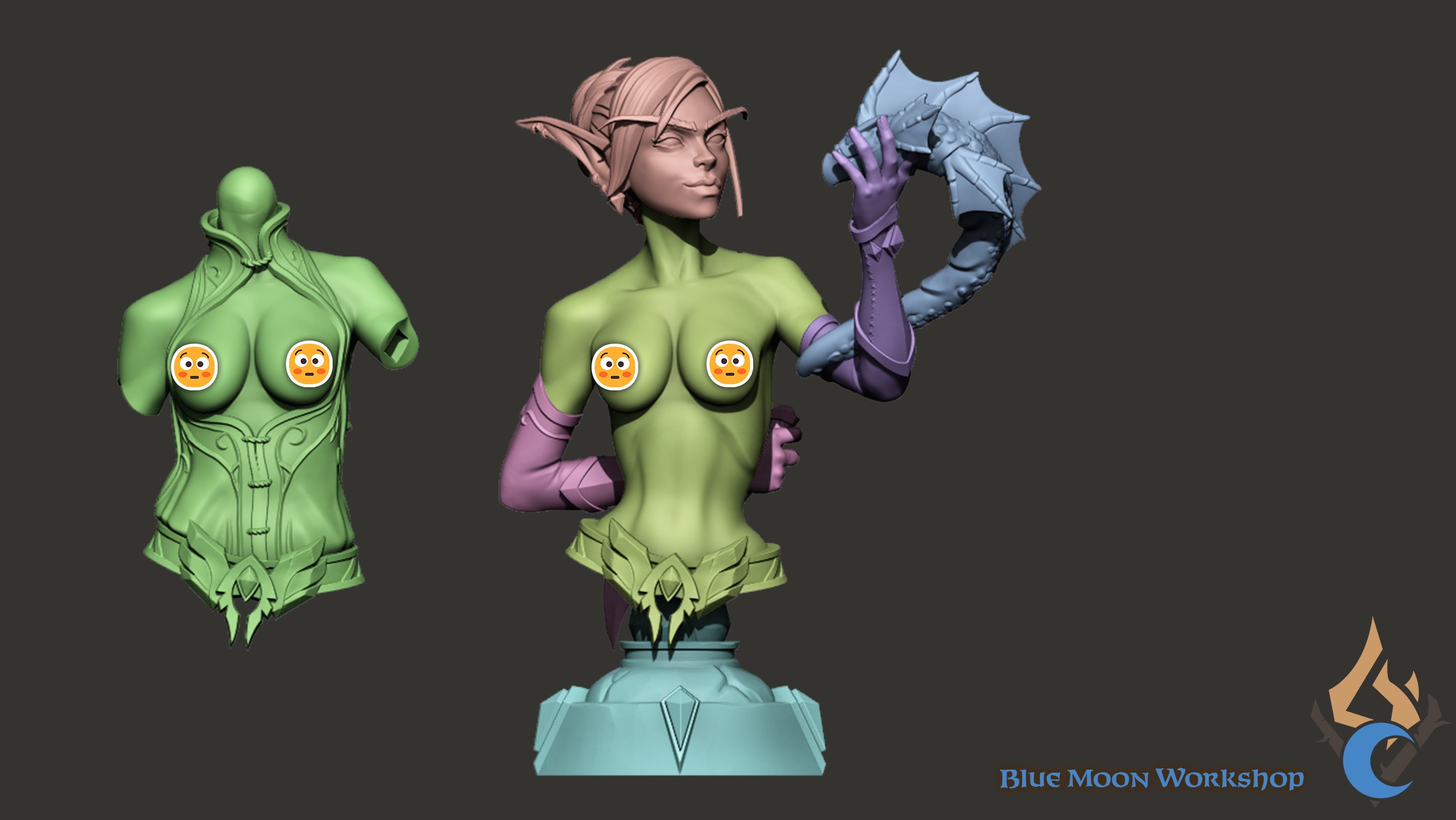 World of Warcraft Blood Elf bust - Complete pack 3D print model_5
