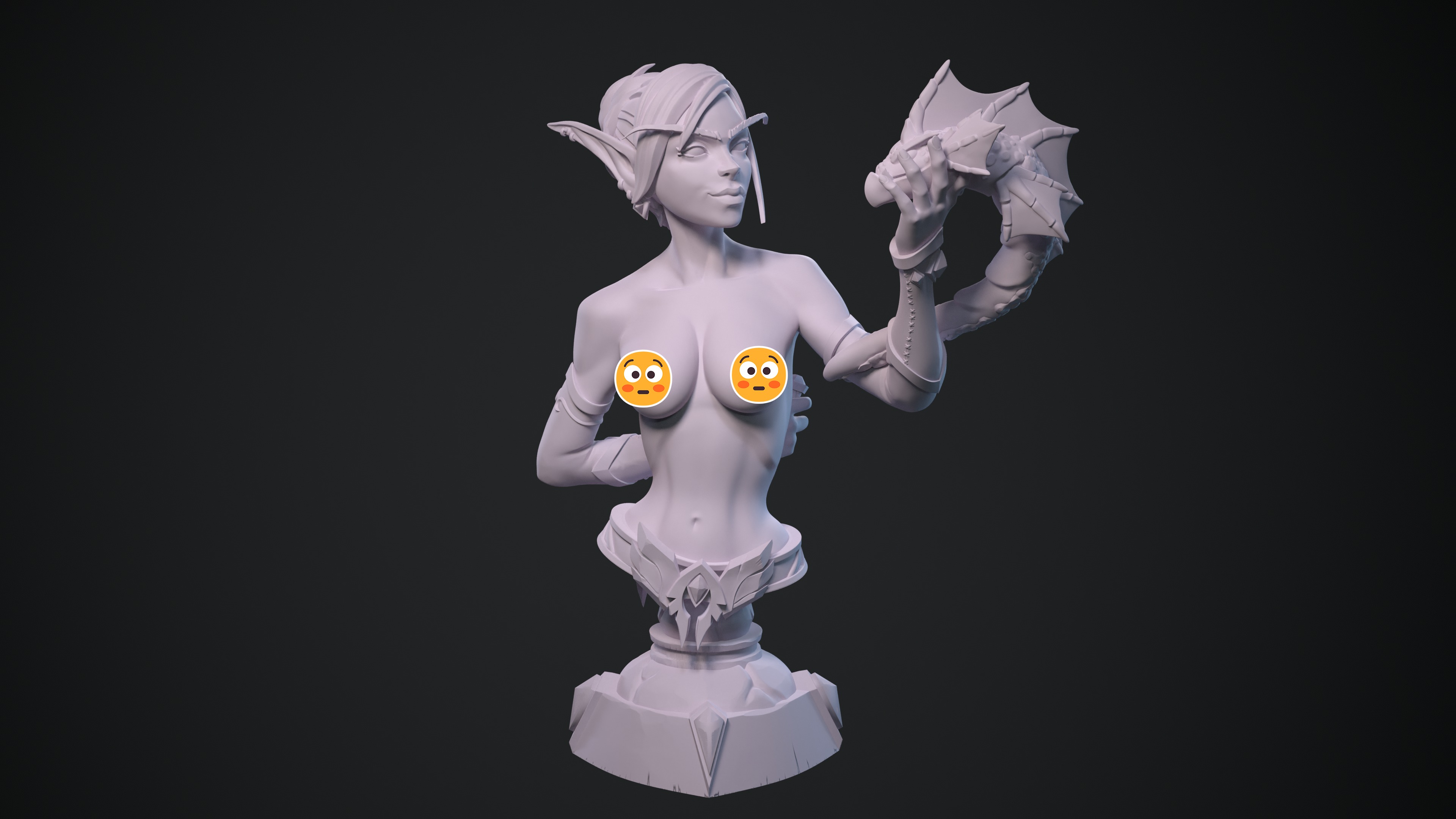 World of Warcraft Blood Elf bust - Complete pack 3D print model_4