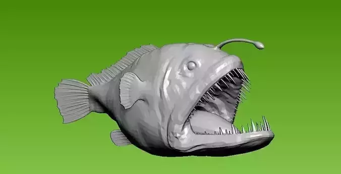 Angler fish - lamp fish statue - 3D print 3D print model