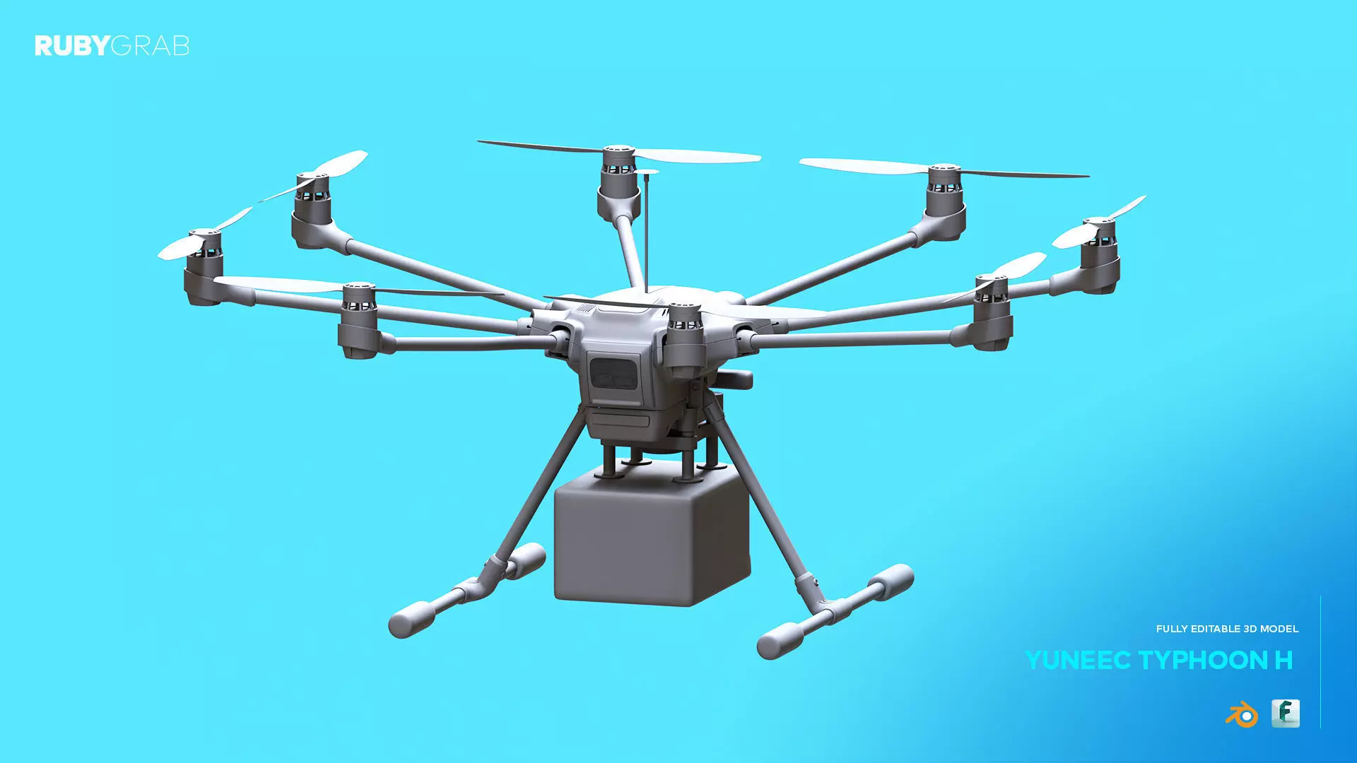 Yuneec Typhoon H Drone with Cargo Attachment 3D model_0