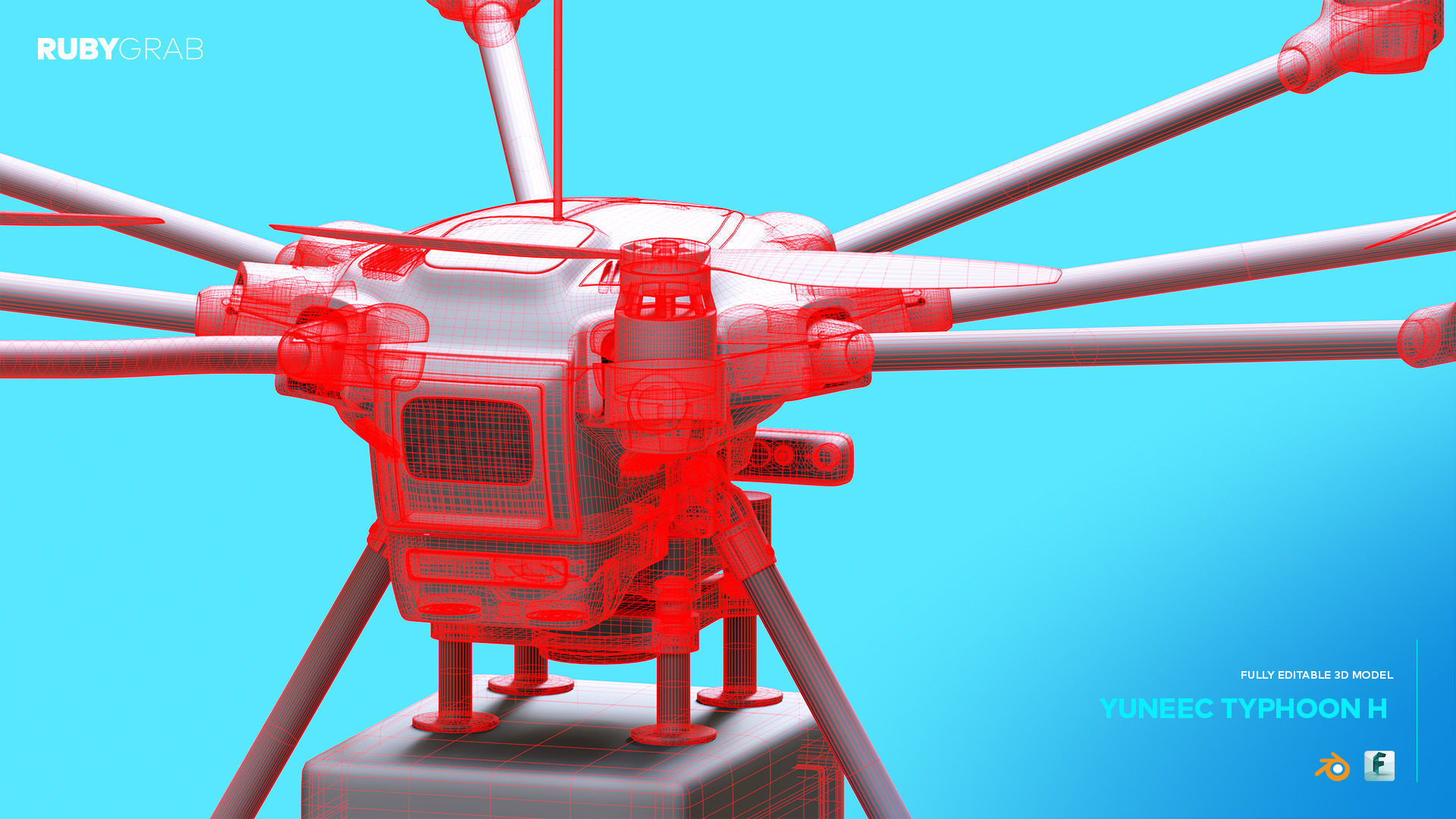 Yuneec Typhoon H Drone with Cargo Attachment 3D model_3