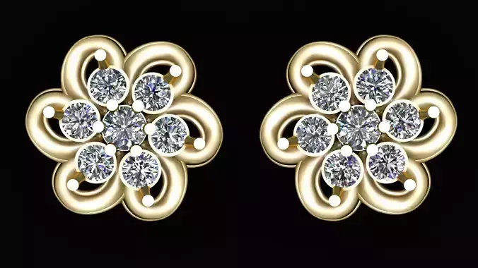 FLOWER  STYLE  FANCY  EARRING 3D PRINTABLE MODEL 