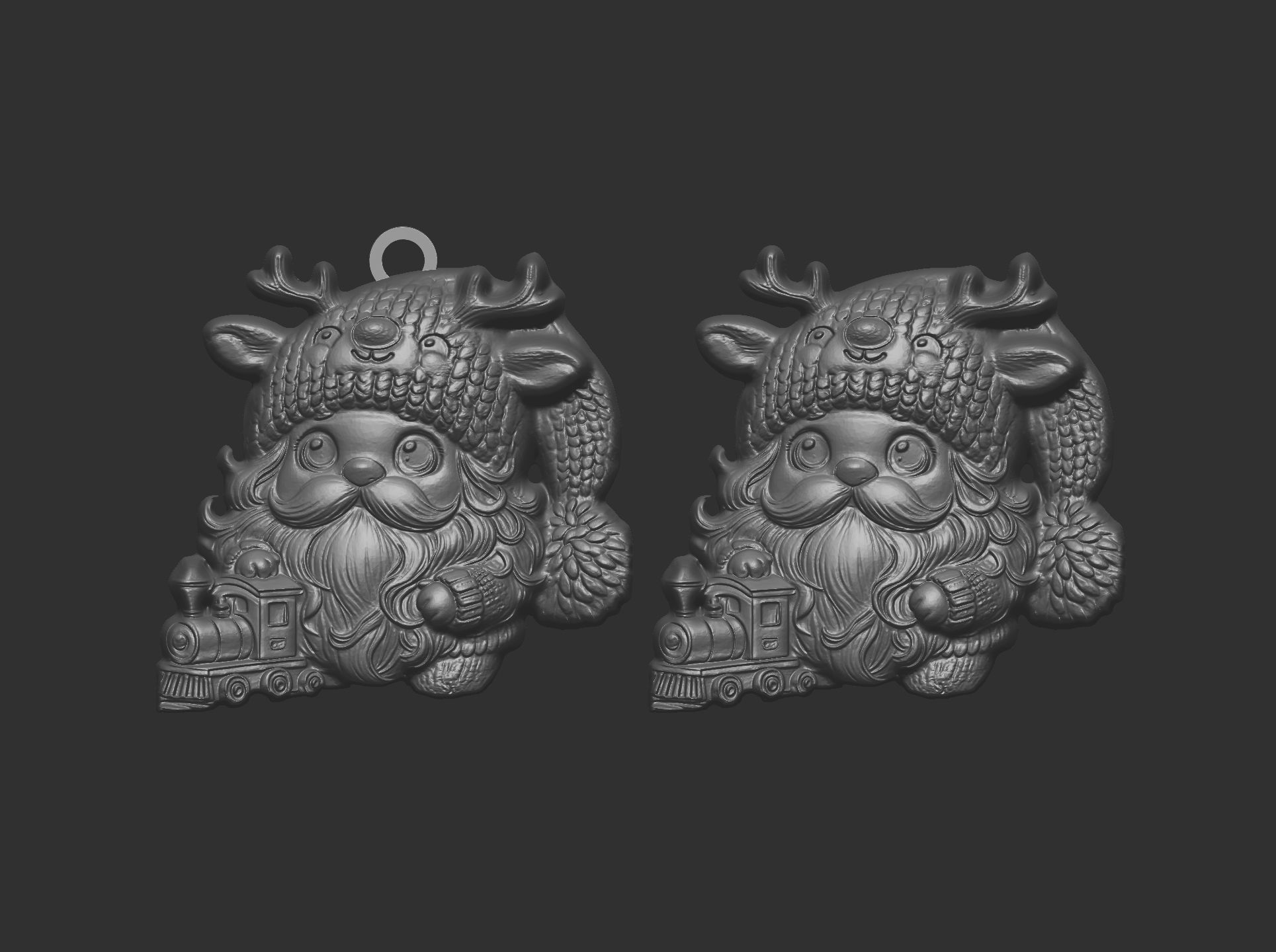 christmas sanda play with train decor  3D print model_6